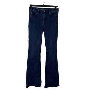 AG Adriano Goldschmied Womens 28R Flare Jeans Dark Blue Raw Hem Minimalist Denim